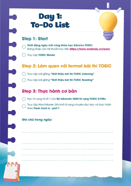 Sổ tay lộ trình: to-do list từng ngày