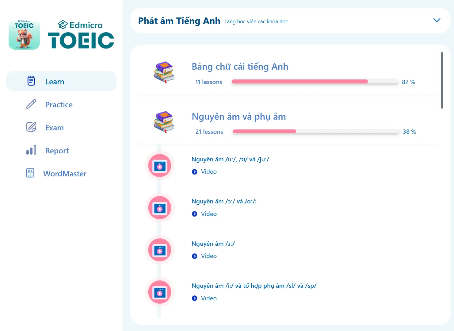Khóa phát âm tiếng Anh trên Edmicro TOEIC
